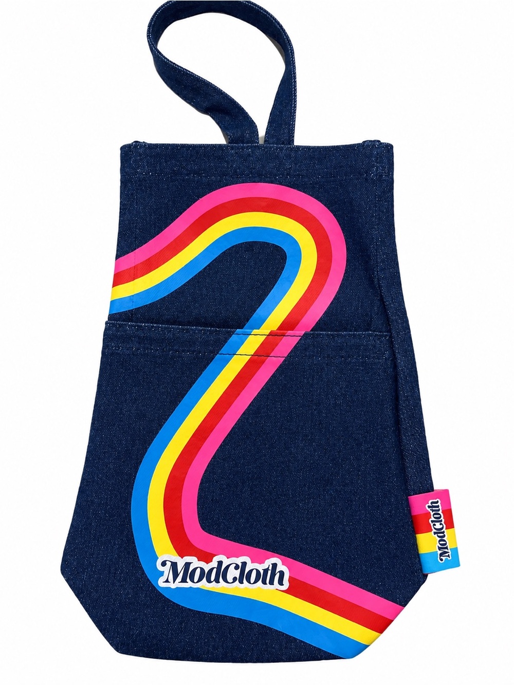 ModCloth Groovy Retro Denim Rainbow Wine Tote Bag - NWOT